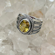 Oval Citrine Crystal Sterling Silver Ring