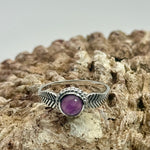 Amethyst Leaf Sterling Silver Crystal Ring