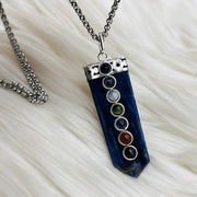 Lapis Lazuli And Chakra Cabochon Gemstones Tabby Crystal Pendant