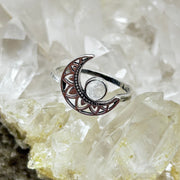 Moonstone Crystal Sterling Silver Moon Ring