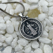 Small Round Sterling Silver St Benedict Pendant