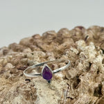 Amethyst Teardrop Dainty Sterling Silver Crystal Ring