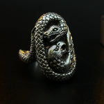 Snake And Eagle Sterling Silver Men’s Ring