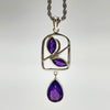 Sterling Silver 3 Stone Amethyst Crystal Pendant Sterling Silver Pendants
