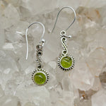 Peridot Cabochon Crystal Sterling Silver Earrings