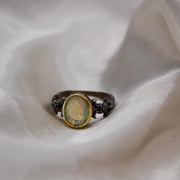 Ethiopian Opal Sterling Silver Rhodium Ring