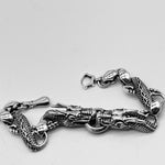 Double Dragon Power And Luck Sterling Silver Bracelet