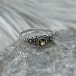 Sterling Silver Citrine Faceted Crystal Ring