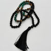 Turquoise, Black tourmaline  & Tigers eye Crystal Mala - Bridging heaven & Earth