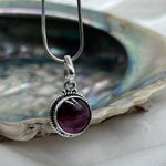 Sterling Silver Garnet Crystal Pendant