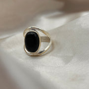 Sterling Silver Black Onyx Crystal Ring