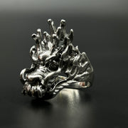 Sculpted Dragon Head Sterling Silver Ring