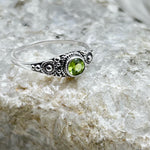 Sterling Silver Peridot Faceted Crystal Ring