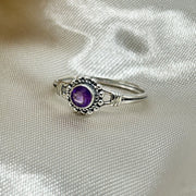 Amethyst Crystal Faceted Sterling Silver Ring