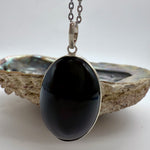 Obsidian Sterling Silver Crystal Pendant