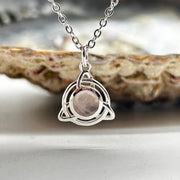 Sterling Silver Triquetra Rose Quartz Crystal Pendant