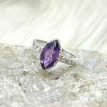 Amethyst Faceted Crystal Sterling Silver Ring