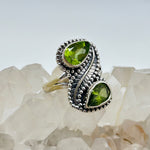 Peridot Faceted Crystal Sterling Silver Ring