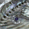 Crescent Moon Filigree With Amethyst Sterling SIlver Pendant Pendants