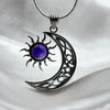Celtic Cresent Moon & Sun Amethyst Sterling Silver Pendant Pendants