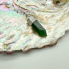 Dark Green Aventurine Crystal Petite Pencil Point White Metal Pendant from India