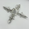 Clear Quartz Cone Generator with White Metal Spirals