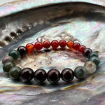 Bloodstone,Garnet ,Carnelian & Moss Agate Crystal Bracelet/16cm