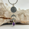 Cosmic Moon Sterling Silver Amethyst Crystal Pendant Charms & Pendants
