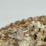 Rose Quartz Teardrop Sterling Silver Crystal Ring