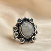 Sterling Silver Moonstone And Blue Topaz Crystal Ring 9 Sterling Silver Rings