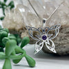 Celtic Butterfly Amethyst Crystal Cabochon Sterling Silver Pendant