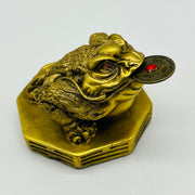 Feng Shui Solid Bronze Frog Sitting On Bagua