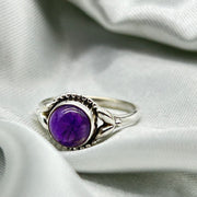 Amethyst Cabochon Crystal Sterling Silver Ring