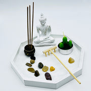 Hexagon White Buddha Zen Garden