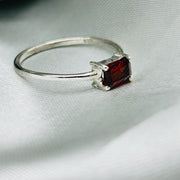Garnet Crystal Sterling Silver Ring