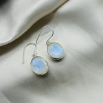 Faceted Moonstone Crystal Sterling Silver Earrings