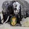 Chenretik Buddha Painted on Moss Agate with Amethyst Garnet and Moss Agate Crystal Gemstone Beads Necklace