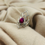 Elven Sterling Silver Faceted Ruby Crystal Gemstone Ring