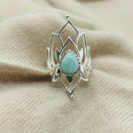 Elven Sterling Silver Larimar Cabochon Crystal Ring