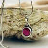 Sterling Silver Ruby Crystal Gemstone Cabochon Pendant Sterling Silver Pendants