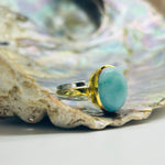 Sterling Silver Larimar Crystal Cabochon Ring