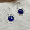 Sterling Silver Hoop Amethyst Crystal Cabochon Earrings Sterling SIlver Earrings