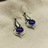 Sterling Silver Designer Amethyst Crystal Cabochon Earrings Sterling SIlver Earrings