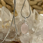 Rose Quartz Crystal Sterling Silver Love Pendant