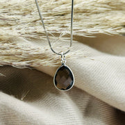 Smoky Quartz Faceted Sterling Silver Crystal Pendant