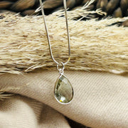 Green Amethyst Faceted Sterling Silver Crystal Pendant