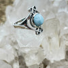 Sterling Silver Larimar Cabachon Crystal Ring Sterling Silver Rings