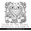 Year of the Snake Romance Adult Colouring In Page Downloads