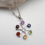Sterling Silver 7 Stone Chakra Crystal Pendant