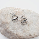 Sterling Silver Evil Eye Circle Earrings